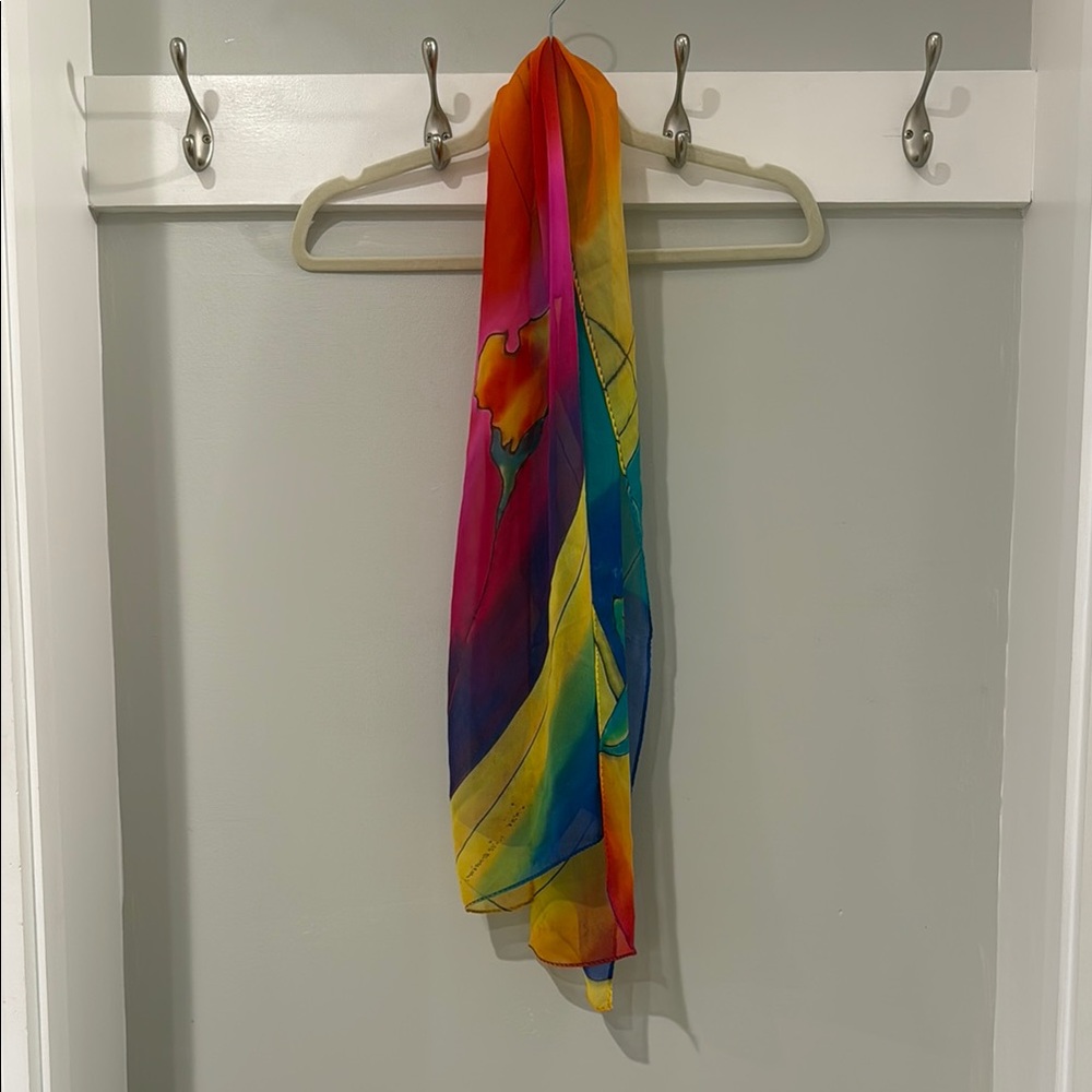 Colorful Floral Silk Scarf